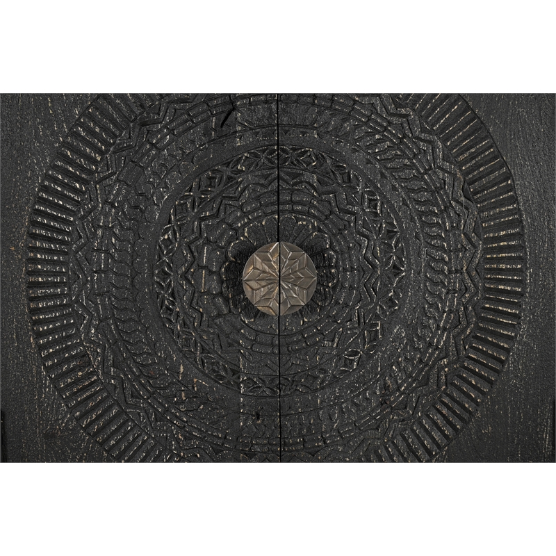 Taran Designs Chateau 6-door Carved Solid Wood Sideboard in Black