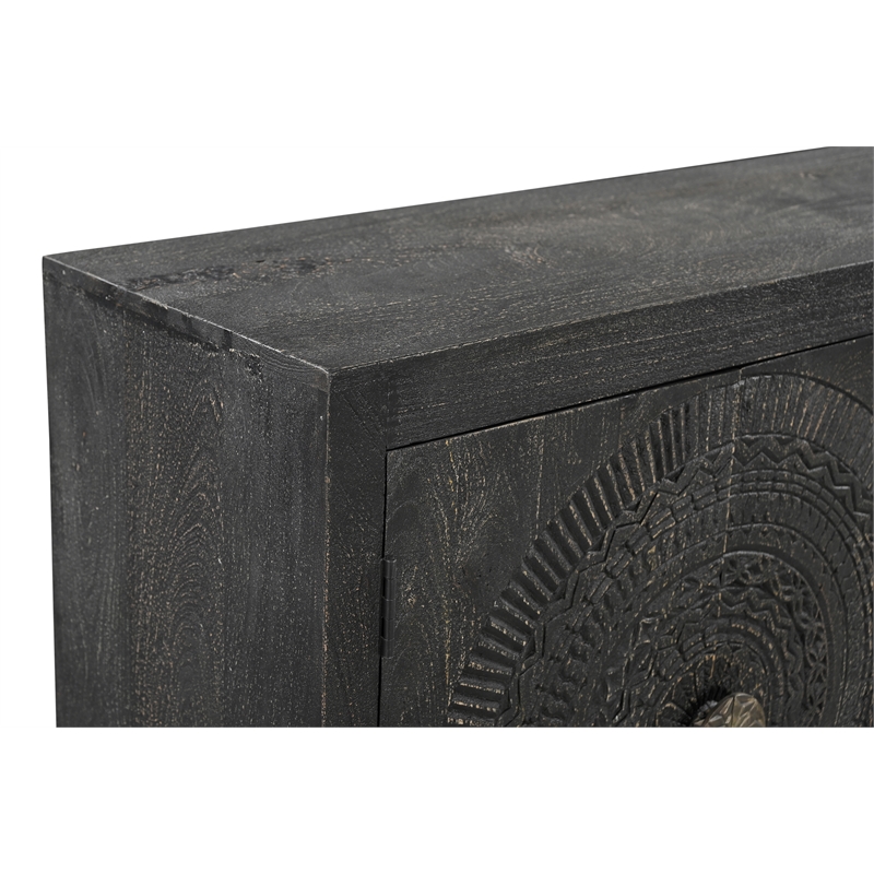 Taran Designs Chateau 6-door Carved Solid Wood Sideboard in Black