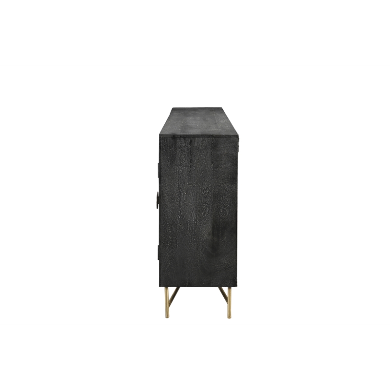 Taran Designs Chateau 6-door Carved Solid Wood Sideboard in Black