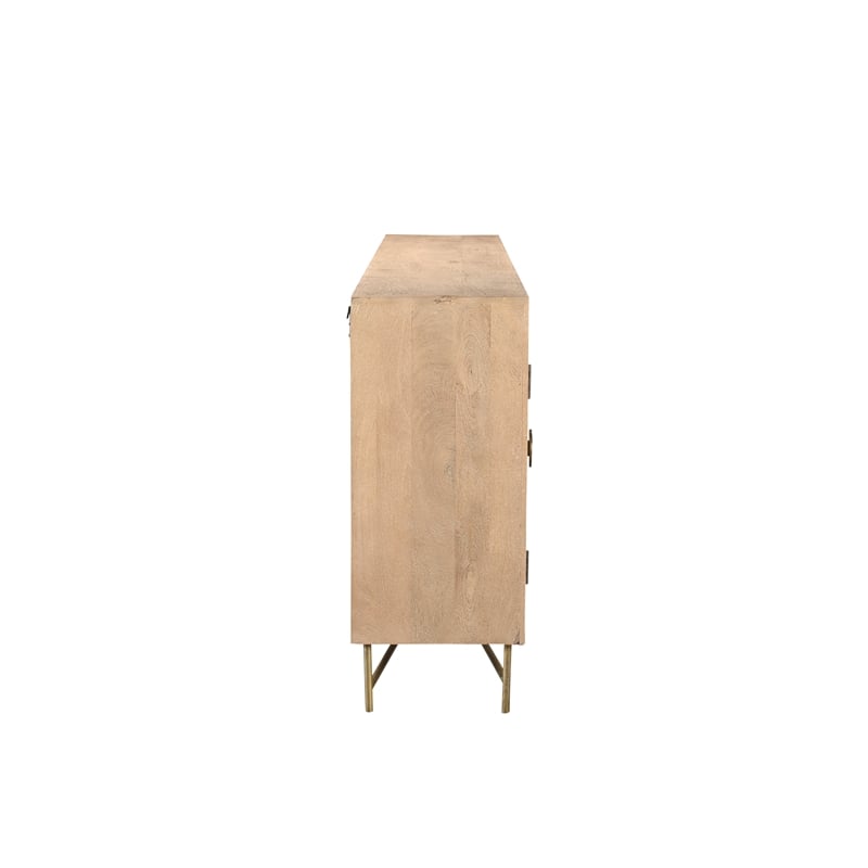 Taran Designs Chateau 6-door Carved Solid Wood Sideboard in Beige