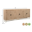 Taran Designs Chateau 6-door Carved Solid Wood Sideboard in Beige