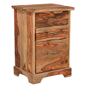 Taran Designs Darcy 3-drawer Live Edge Solid Wood Filing Cabinet in Brown