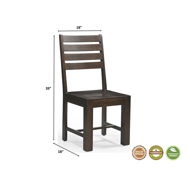 Taran Designs Bristol Solid Wood Dining Chairs (Set of 2) in Dark Brown