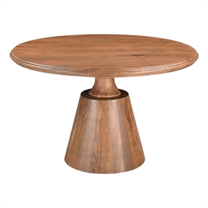 Taran Designs Bristol 48&quot Round Solid Wood Pedestal Dining Table in Brown
