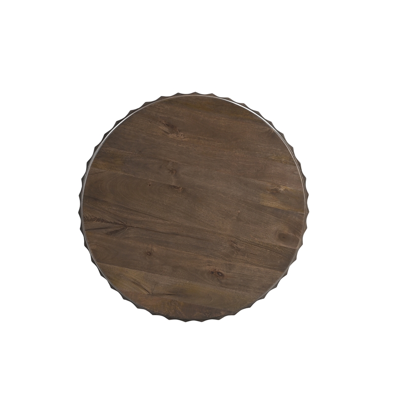 Taran Designs Lark Round Solid Wood End Table in Dark Brown Homesquare