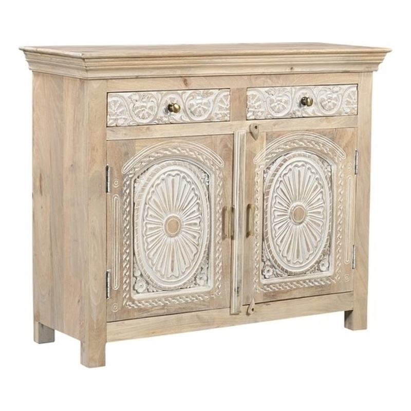 Taran Designs Isabella 2-drawer 2-door Solid Wood Sideboard in Beige/White