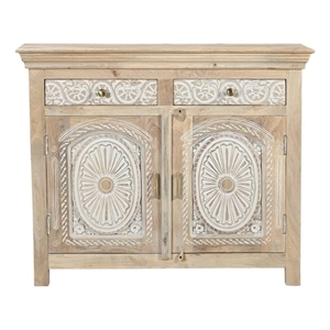 Taran Designs Isabella 2-drawer 2-door Solid Wood Sideboard in Beige/White
