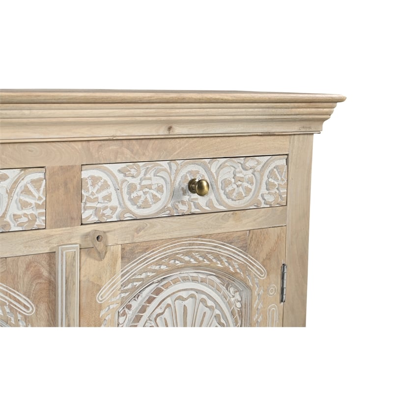 Taran Designs Isabella 2-drawer 2-door Solid Wood Sideboard in Beige/White