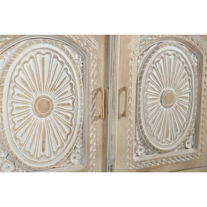 Taran Designs Isabella 2-drawer 2-door Solid Wood Sideboard in Beige/White