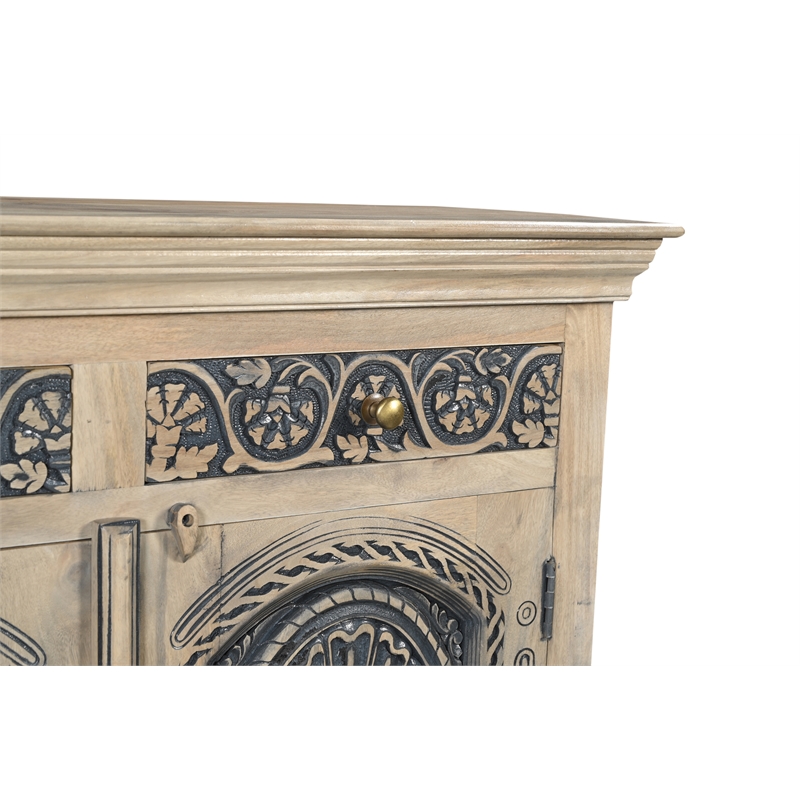 Taran Designs Isabella 2-drawer 2-door Solid Wood Sideboard in Beige/Black