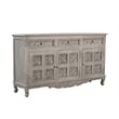 Taran Designs Isabella 3-drawer 3-door Carved Solid Wood Sideboard in Gray