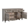 Taran Designs Isabella 3-drawer 3-door Carved Solid Wood Sideboard in Gray