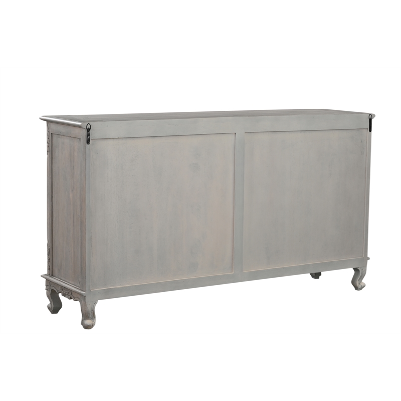 Taran Designs Isabella 3-drawer 3-door Carved Solid Wood Sideboard in Gray