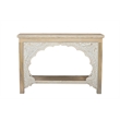 Taran Designs Isabella Carved Solid Wood Console Table in Beige/White