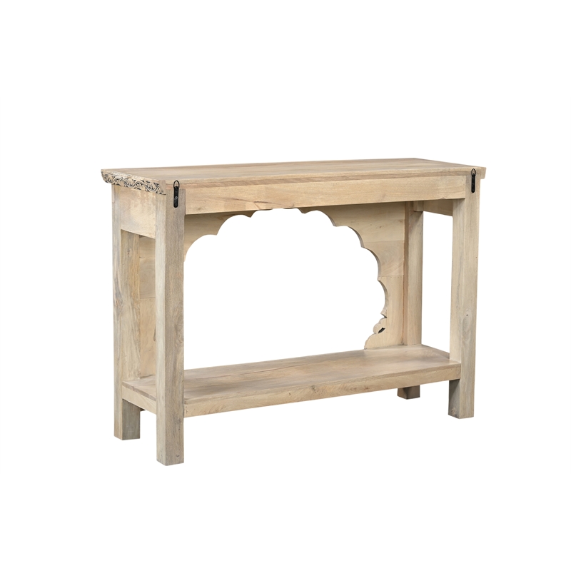 Taran Designs Isabella Carved Solid Wood Console Table in Beige/Black