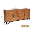 Taran Designs Mason 4-door Geometric Pattern Solid Wood Sideboard in Brown