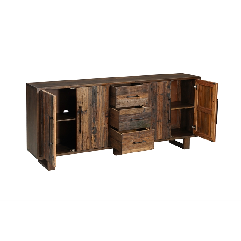 Taran Designs Cedric 4-door 3-drawer Solid Wood Sideboard in Dark Brown
