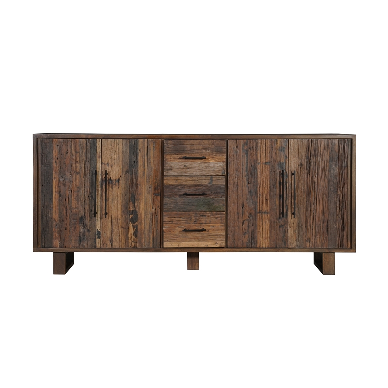 Taran Designs Cedric 4-door 3-drawer Solid Wood Sideboard in Dark Brown
