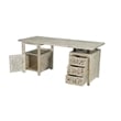Taran Designs Fillian 3-drawer 1-door Floral Carved Solid Wood Desk in Gray