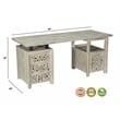 Taran Designs Fillian 3-drawer 1-door Floral Carved Solid Wood Desk in Gray