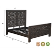 Taran Designs Fillian Floral Carved Solid Wood Queen Panel Bed in Black