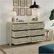 Taran Designs Fillian 6-drawer Floral Carved Solid Wood Dresser in Gray