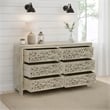 Taran Designs Fillian 6-drawer Floral Carved Solid Wood Dresser in Gray