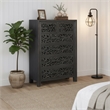 Taran Designs Fillian 6-drawer Floral Carved Solid Wood Chest in Black