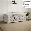 Taran Designs Monte Floral Carved Solid Wood Storage Ottoman in White