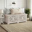 Taran Designs Monte Floral Carved Solid Wood Storage Ottoman in White