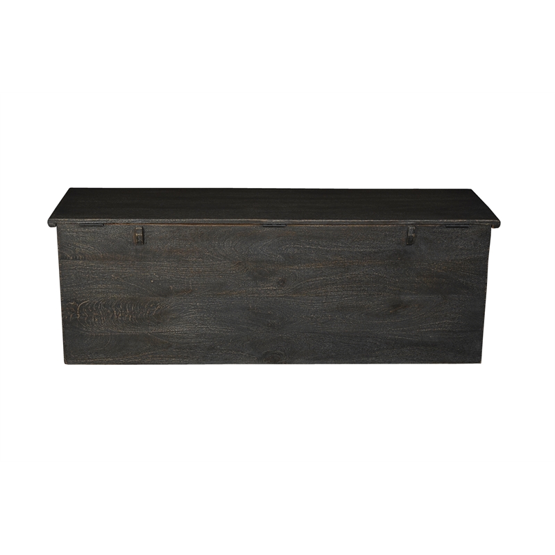 Taran Designs Monte Floral Carved Solid Wood Storage Ottoman in Black