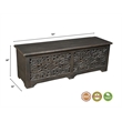 Taran Designs Monte Floral Carved Solid Wood Storage Ottoman in Black