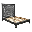 Taran Designs Gianna Floral Carved Solid Wood Queen Bed in Black