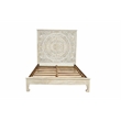 Taran Designs Gianna Floral Carved Solid Wood Queen Bed in Gray