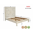 Taran Designs Gianna Floral Carved Solid Wood Queen Bed in Gray