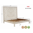 Taran Designs Gianna Floral Carved Solid Wood King Bed in White