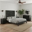 Taran Designs Gianna Floral Carved Solid Wood King Bed in Black