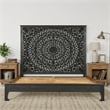 Taran Designs Gianna Floral Carved Solid Wood King Bed in Black