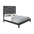 Taran Designs Gianna Floral Carved Solid Wood King Bed in Black
