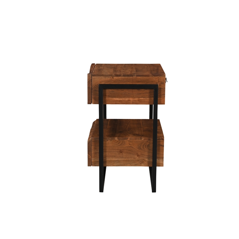 Taran Designs Oliver 2-drawer Live Edge Solid Wood Nightstand in Brown/Black