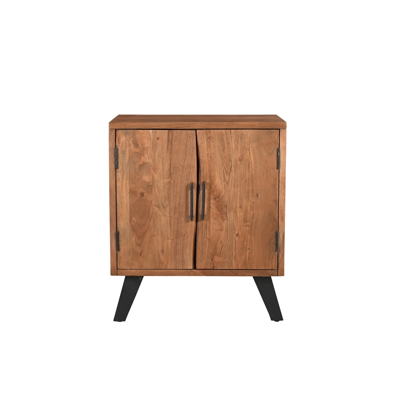 Taran Designs Oliver 2-door Live Edge Solid Wood Nightstand in Brown/Black