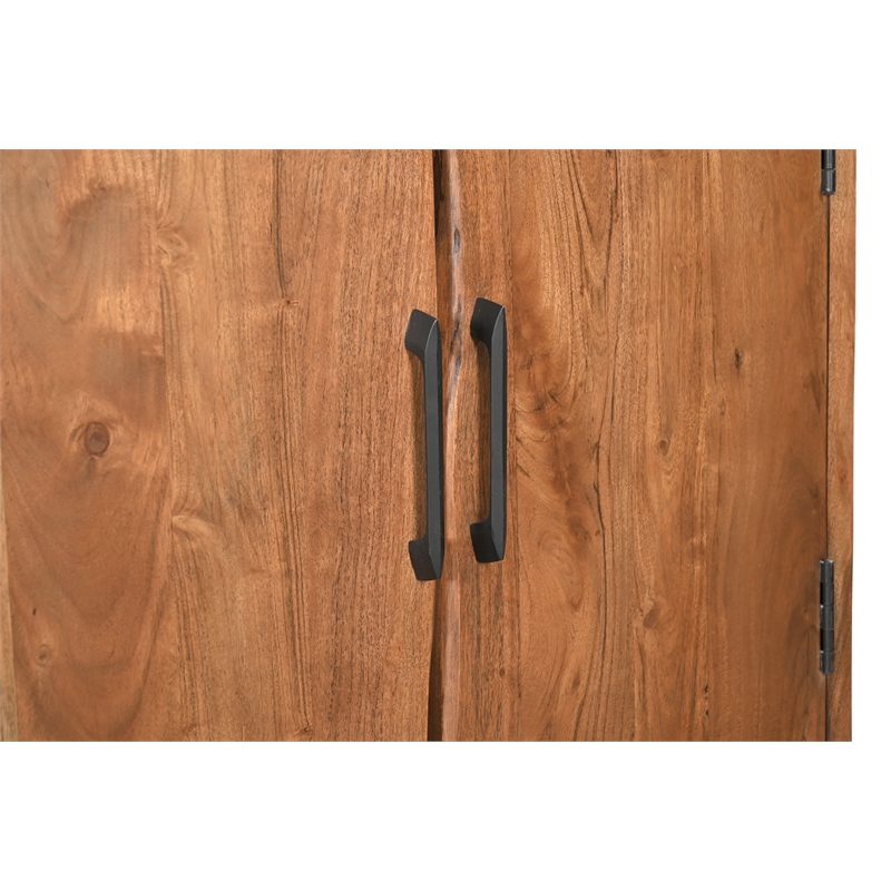 Taran Designs Oliver 2-door Live Edge Solid Wood Nightstand in Brown/Black