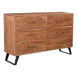 Taran Designs Oliver 6-drawer Live Edge Solid Wood Dresser in Brown/Black