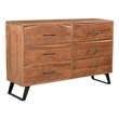 Taran Designs Oliver 6-drawer Live Edge Solid Wood Dresser in Brown/Black