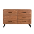 Taran Designs Oliver 6-drawer Live Edge Solid Wood Dresser in Brown/Black