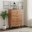 Taran Designs Oliver 5-drawer Live Edge Solid Wood Chest in Brown/Black