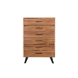 Taran Designs Oliver 5-drawer Live Edge Solid Wood Chest in Brown/Black