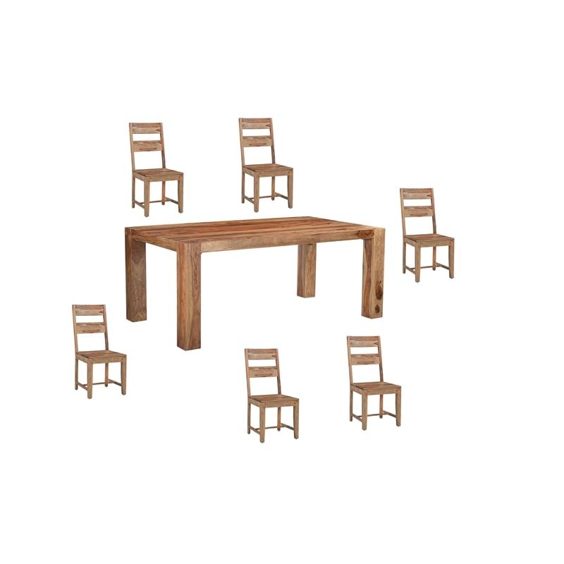 Taran Designs Warren 7-piece Live Edge Solid Wood Dining Set in Brown
