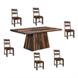 Taran Designs Warren 7-piece Upholstered Solid Wood Dining Set in Brown