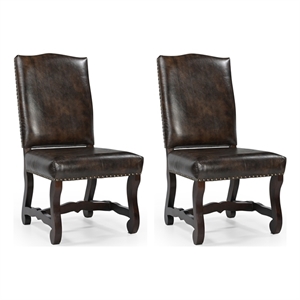 taran designs kenneth solid wood dining chairs (set of 2) in dark brown